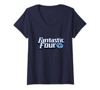 Mujer Marvel Fantastic Four 4 Logo Camiseta Cuello V