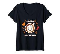 Mujer Marvel Groot Fall Spice Coffee You Keep Me Grounded Friend Camiseta Cuello V