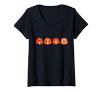 Mujer Marvel Halloween X-Men Retro '80s Pumpkin Characters Lineup Camiseta Cuello V