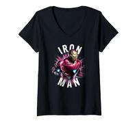 Mujer Marvel Iron Man Avengers Endgame Suit Bursting Portrait Camiseta Cuello V
