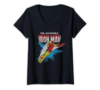 Mujer Marvel Iron Man The Invincible Iron Man Classic Art Vintage Camiseta Cuello V