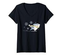 Mujer Marvel Jeff The Land Shark Holiday Ice Skating Christmas Camiseta Cuello V