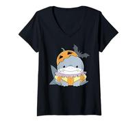 Mujer Marvel Jeff The Land Shark in Halloween Pumpkin Costume Camiseta Cuello V