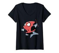 Mujer Marvel Jeff The Land Shark in Spider-Man Costume Camiseta Cuello V