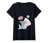 Mujer Marvel Jeff The Land Shark in The Cone of Shame Camiseta Cuello V