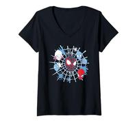Mujer Marvel Miles Morales Spider-Man Team Spidey Big Face Collage Camiseta Cuello V