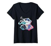 Mujer Marvel Rivals Jeff The Land Shark Venom Symbiote Toothy Cute Camiseta Cuello V