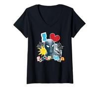 Mujer Marvel Spider-Man: BND Movie 2026 I Love Spider-Man Collage Camiseta Cuello V