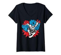 Mujer Marvel Spider-Man: Day Pop Art Spidey and Skyline Camiseta Cuello V