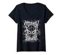 Mujer Marvel Spider-Man: Day Spider Webbing Text Font Camiseta Cuello V