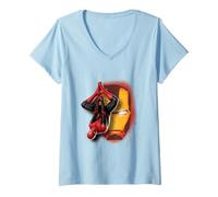 Mujer Marvel Spider-Man Far from Home Spidey & Iron-Man Mural Camiseta Cuello V