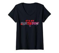 Mujer Marvel Spider-Man It's My Birthday Team Spidey Party Camiseta Cuello V