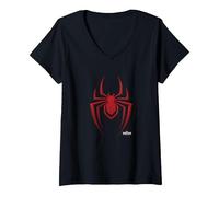 Mujer Marvel Spider-Man Miles Morales Logo Camiseta Cuello V, Negro, XL