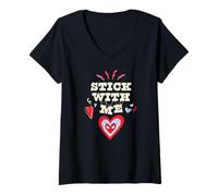 Mujer Marvel Spider-Man Stick with Me Valentine's Day Heart Camiseta Cuello V