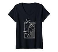 Mujer Marvel Spider-Noir Web Swing Black & White Art Deco Frame Camiseta Cuello V
