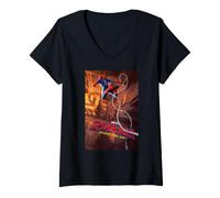 Mujer Marvel Studios Spider-Man: Brand New Day City Leap Poster Camiseta Cuello V