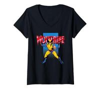 Mujer Marvel Studios X-Men '97 Wolverine Intro Pose & Logo Camiseta Cuello V