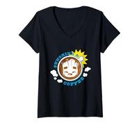 Mujer Marvel Super Heroes Baby Groot Sunshine & Coffee Mug Camiseta Cuello V