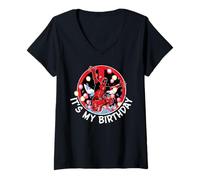 Mujer Marvel Super Heroes Deadpool It's My Birthday Party Crash Camiseta Cuello V