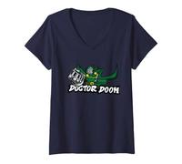 Mujer Marvel Super Heroes Doctor Doom Villains Graffiti Tag Style Camiseta Cuello V