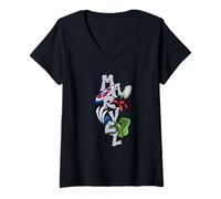 Mujer Marvel Super Heroes Graffiti Tag Paint Splatter Tower Logo Camiseta Cuello V