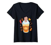 Mujer Marvel Super Heroes Groot Pumpkin Spice Drink Cozy Fall Camiseta Cuello V