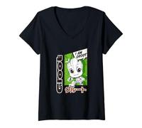 Mujer Marvel Super Heroes Groot SD Heroes Chibi Japan Kawaii Manga Camiseta Cuello V