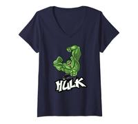 Mujer Marvel Super Heroes Hulk Avengers Graffiti Tag Style Camiseta Cuello V