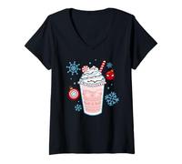 Mujer Marvel Super Heroes Peppermint Drink Christmas Holiday Camiseta Cuello V
