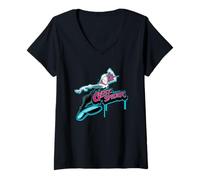 Mujer Marvel Super Heroes Spider-Gwen Earth-65 Graffiti Tag Style Camiseta Cuello V
