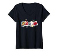 Mujer Marvel Super Heroes Spider-Man Logo Torn Paper Collage Camiseta Cuello V