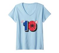 Mujer Marvel Super Heroes Spider-Man Numbers Tenth 10th Birthday Camiseta Cuello V