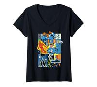 Mujer Marvel The Fantastic Four: First Steps Comic Book Panels Camiseta Cuello V