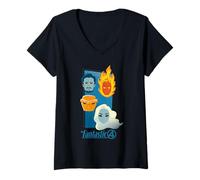 Mujer Marvel The Fantastic Four: First Steps Family Faces Icons Camiseta Cuello V