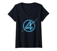 Mujer Marvel The Fantastic Four: First Steps Spacecraft "4" Logo Camiseta Cuello V