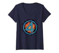Mujer Marvel The Fantastic Four: First Steps Stylized 4 Logo Camiseta Cuello V