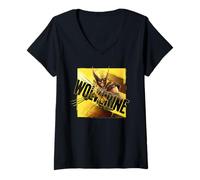 Mujer Marvel Wolverine Game Key Art Angled Logo 2026 Video Game Camiseta Cuello V
