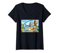 Mujer Marvel World of The Fantastic Four! Retro Vintage Comic Art Camiseta Cuello V