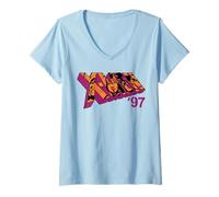 Mujer Marvel X-Men '97 Face Portraits On Classic X-Men Logo Camiseta Cuello V
