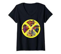 Mujer Marvel X-Men '97 Hero Groups Inside Bold Classic X-Men Logo Camiseta Cuello V