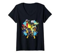 Mujer Marvel X-Men '97 Ready To Fight Wolverine Jean Grey Cyclops Camiseta Cuello V