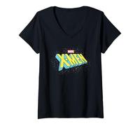 Mujer Marvel X-Men Animated TV Show Logo & Character Portraits Camiseta Cuello V