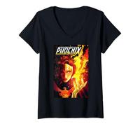 Mujer Marvel X-Men Jean Grey Phoenix Force Portrait Comic Cover Camiseta Cuello V