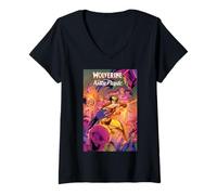 Mujer Marvel X-Men Wolverine and Kitty Pryde Fighting Sentinels Camiseta Cuello V