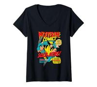 Mujer Marvel X-Men Wolverine Comic Classic Yellow Suit Comic Cover Camiseta Cuello V