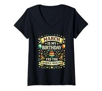 Mujer Marzo es mi cumpleaños si Todo el Mes Retro Old School Camiseta Cuello V