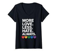 Mujer Más amor menos odio Orgullo inspirador Camiseta Cuello V