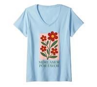 Mujer Más Amor por Favor Latino Español Amor Cita Camiseta Cuello V