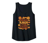 Mujer Más Amor por Favor Retro Floral Cita Española Camiseta sin Mangas