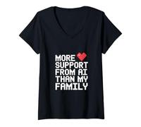 Mujer Más Apoyo de la IA Que de mi Familia Funny Tech Humor Camiseta Cuello V